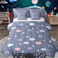 thumbnail image 1 of Homewish Galaxy Stars Moon Twin Bedding Sets 7-Piece, Cute Cloud Rainbow Bedding Comforter Set, Blue Cartoon Starry Sky Reversible Sheet Sets, Microfiber Bedroom Decor, 1 of 8