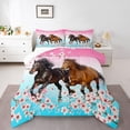 thumbnail image 1 of Homewish Galloping Horse 3 Pieces Queen Comforter Set For Teens Female Men,Western Farmhouse Animal Ultra Soft Bedding Sets,Cherry Blossom Bedding Comforter Set,Gradient Room Decor,Reversible, 1 of 8