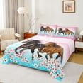 thumbnail image 1 of Homewish Galloping Horse 3pcs Twin Sheet Sets For Teens Female Men,Western Farmhouse Animal Twin Fitted Sheet,Cherry Blossom Breathable Flat Sheet,Gradient Room Decor, 1 of 7