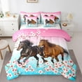 thumbnail image 1 of Homewish Galloping Horse 7-Piece Twin Bedding Sets For Teens Female Men,Western Farmhouse Animal Bedding Comforter Set,Cherry Blossom Breathable Sheet Sets,Gradient Room Decor,Reversible, 1 of 8