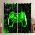 thumbnail image 1 of Homewish Game Console Teens Curtains Pack of 2 (42x84 Each), Neon Green Honeycomb Curtains Blackout, Cartoon Gaming Gamer Bedroom Curtains, Black Out Curtains Bedroom Decor, 1 of 6