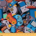 thumbnail image 1 of Homewish Game Fabric by the Yard 1 Yard,Mondern Gamepad Controller Home Decor Fabric by the Yard,Blue Orange Blue Sewing Fabric For Boy,Microfiber Room Decor, 1 of 6