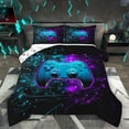thumbnail image 1 of Homewish Gamepad Controller Queen Comforter Set,Gaming Gamer Bedding Sets,Blue Purple Black Bedding Comforter Set For Teens,Ultra Soft Home Decor Reversible,3pcs, 1 of 8
