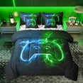 thumbnail image 1 of Homewish Gamepad Game Controller Twin Bedding Sets 7-Piece, Blue Green Lightning Bedding Comforter Set, Teens Kids Boys Girls Reversible Sheet Sets, Super Cozy Room Decor, 1 of 8