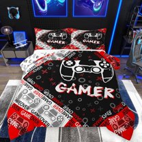 Homewish Gamepads Gamer 2pcs Bedding Comforter Set For Female Men Teens,Video Game Twin Comforter Sets,Abstract Game Breathable Bedding Set,Ultra Soft Home Decor,Reversible