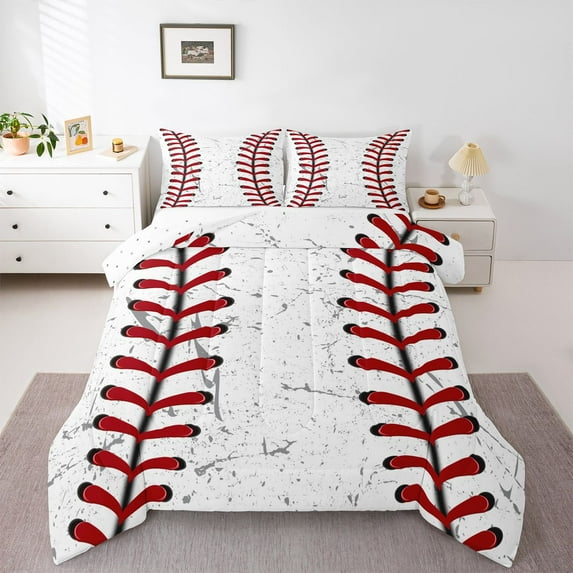 Homewish Gamer Baseball 3-Piece Full Size Comforter Sets For Teens,Sport Theme Bedding Comforter Set,Graffiti Splash Lightweight Bedding Sets,Luxury Bedroom Decor,Reversible