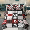 thumbnail image 1 of Homewish Gamer Baseball Football Twin Bedding Sets 7-Piece for Kids Teens Adults,Black Red Bedding Comforter Set Microfiber,Sport Geometric Plaid Breathable Sheet Sets,Lightweight Room Decor, 1 of 8