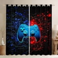 thumbnail image 1 of Homewish Gamer Gaming Black Out Curtains,Abstract Geometric Stripe Curtains Pack of 2 (42x63 Each),Gradient Red Blue Bedroom Curtains For Boys Teens,Microfiber Bedroom Decor, 1 of 6