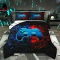 thumbnail image 1 of Homewish Gamer Gaming Full Size Comforter Sets,Abstract Geometric Stripe Bedding Comforter Set,Gradient Red Blue Bedding Sets For Boys Teens,Microfiber Bedroom Decor Reversible,3pcs, 1 of 8