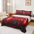 thumbnail image 1 of Homewish Gamer Gaming Queen Sheet Sets,Abstract Geometric Pattern Flat Sheet,Red Black Queen Fitted Sheet For Boys Teens,Microfiber Bedroom Decor,4-Piece, 1 of 7