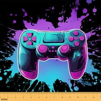 Homewish Gaming Fabric by the Yard 1 Yard,Teen Video Game Home Decor Fabric by the Yard,Pink Blue Black Sewing Fabric For Boys Girls,Super Cozy Bedroom Decoration