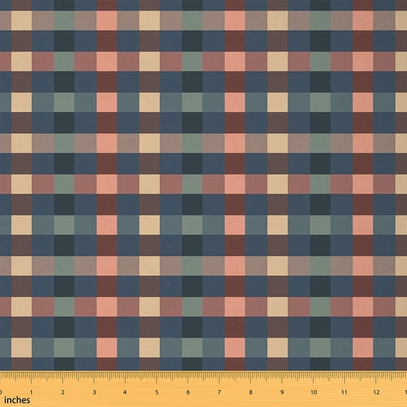 Homewish Geometric Checkered Fabric by the Yard 3 Yard,Modern Geometric Plaid Sewing Fabric,Multicolor Checkerboard Room Decor Fabric by the Yard For Children,Microfiber Bedroom Decor