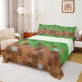 thumbnail image 1 of Homewish Geometric Checkered Full Size Sheets,Pixel Plaid Pattern Bed Sheets,Green Brown Sheet Sets For Boys Kids,Microfiber Bedroom Decor,4 Pieces, 1 of 7
