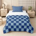 thumbnail image 1 of Homewish Geometric Checkered Twin Comforter Sets 2pcs, Timeless Grid Bedding Set, Navy Blue,Reversible,1 Comforter and 1 Pillowcase, 1 of 6