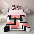 thumbnail image 1 of Homewish Geometric Checkered Twin Duvet Cover, Orange White Black Twin Bedding, Pink Reversible, 2pcs 1 Duvet Cover and 1 Pillowcase, 1 of 5