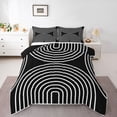 thumbnail image 1 of Homewish Geometric Circle Queen Comforter Set,Mid Century Aesthetic Comforter Sets Queen,Black White,Black Reversible,3pcs,1 Comforter and 2 Pillowcases, 1 of 7