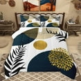 thumbnail image 1 of Homewish Geometric Circular Lines Queen Comforter Set,Gold Dahlia Bedding Sets,Rustic Leaf Bedding Comforter Set For Men Women,Ultra Soft Home Decor Reversible,3 Pieces, 1 of 8