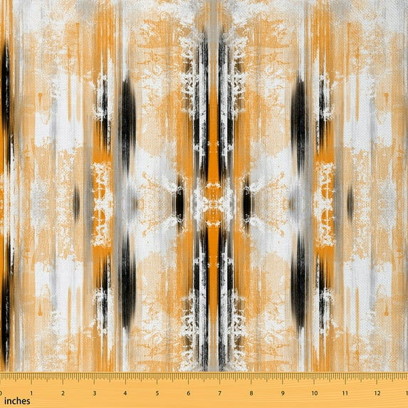 Homewish Geometric Graffiti Fabric by the Yard 1 Yard,Modern Abstract Art Home Decor Fabric by the Yard,Orange White Black Sewing Fabric For Kids,Ultra Soft Home Decor