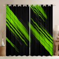 thumbnail image 1 of Homewish Geometric Lines Print Curtains Pack of 2 (42x84 Each),Stripes Pattern Curtains Blackout,Green Black Bedroom Curtains For Teens,Luxury Bedroom Decor, 1 of 6