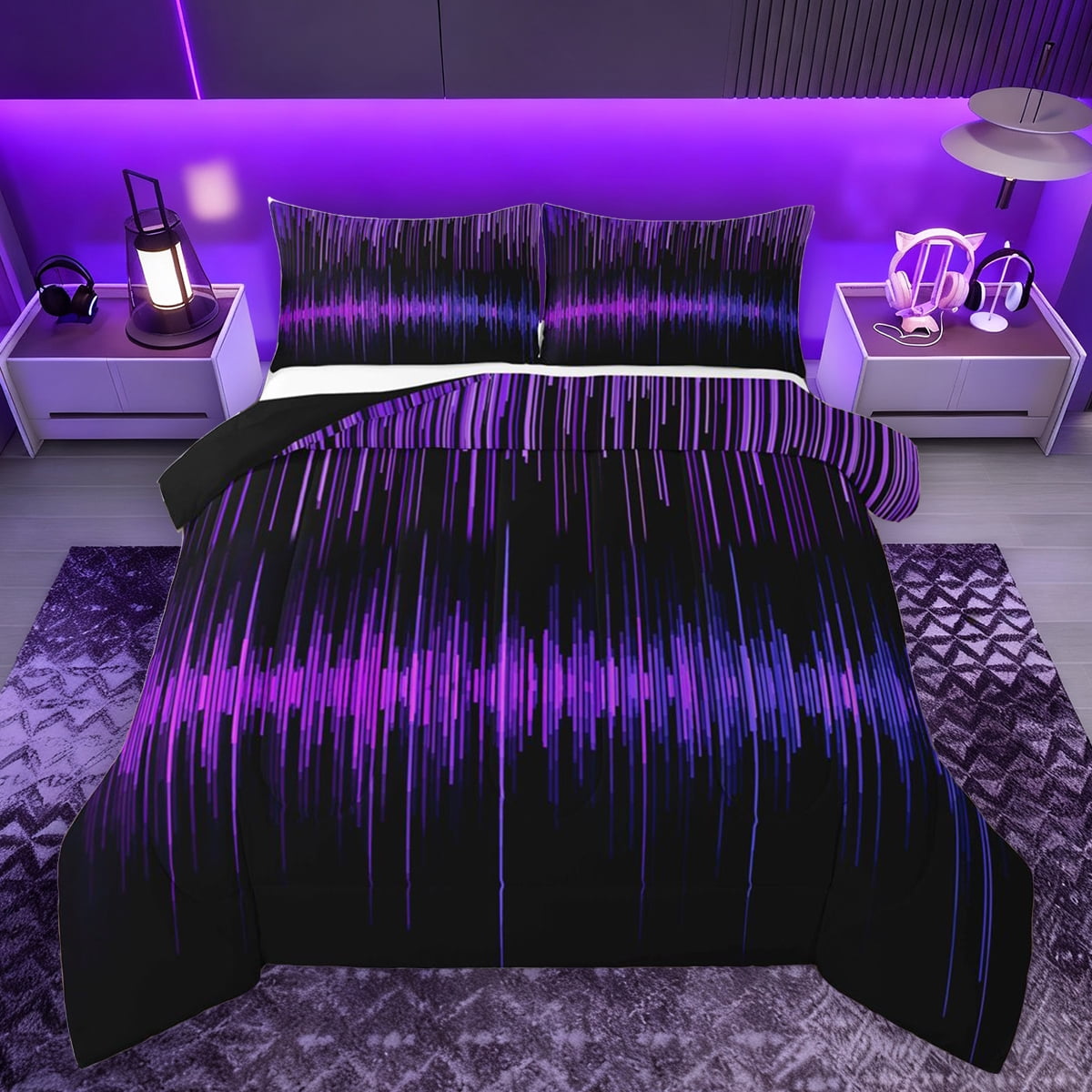 Purple And Black Bedding