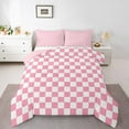 thumbnail image 1 of Homewish Geometric Plaid 2pcs Bedding Comforter Set For Teens Boys Girls,Pink White Twin Comforter Sets,Vintage Aesthetic Breathable Bedding Set,Super Cozy Room Decor,Reversible, 1 of 8