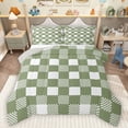 thumbnail image 1 of Homewish Geometric Plaid 3-Piece Full Size Comforter Sets For Teens Boys Girls,Green White Bedding Comforter Set,Vintage Aesthetic Lightweight Bedding Sets,Super Cozy Room Decor,Reversible, 1 of 8