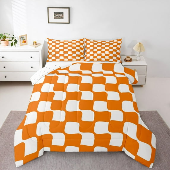Homewish Geometric Plaid 3 Pieces Queen Comforter Set for Teens Boys Girls,Vintage Aesthetic Ultra Soft Bedding Sets,Minimalist Grid Checkered Bedding Comforter Set Breathable,Lightweight Room Decor