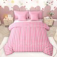 thumbnail image 1 of Homewish Geometric Plaid 7-Piece Twin Bedding Sets,Modern Minimalist Checkerboard Bedding Comforter Set,Pink White Sheet Sets For Teens,Ultra Soft Home Decor Reversible, 1 of 8