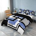 thumbnail image 1 of Homewish Geometric Plaid Bedding, Blue White Black Duvet Cover Full, Black Reversible, 3pcs 1 Duvet Cover and 2 Pillowcases, 1 of 6