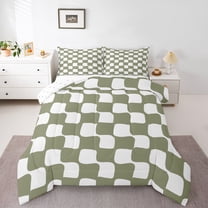 Homewish Geometric Plaid Bedding Comforter Set 2pcs for Teens Boys Girls,Vintage Aesthetic Twin Comforter Sets Microfiber,Minimalist Grid Checkered Breathable Bedding Set,Lightweight Room Decor
