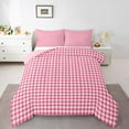 thumbnail image 1 of Homewish Geometric Plaid Bedding Comforter Set,Modern Minimalist Checkerboard Twin Comforter Sets,Pink White Bedding Set For Teens,Ultra Soft Home Decor Reversible,2 Pieces, 1 of 8