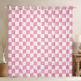 thumbnail image 1 of Homewish Geometric Plaid Black Out Curtains For Teens Boys Girls,Pink White Curtains Pack of 2 (42x63 Each),Vintage Aesthetic Bedroom Curtains,Super Cozy Room Decor, 1 of 6