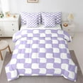 thumbnail image 1 of Homewish Geometric Plaid Grid Bedding Comforter Set 7pcs for Kids Teens,Purple White Queen Bedding Sets Super Cozy,Mid Century Queen Sheet Sets,Breathable Home Decor,Reversible, 1 of 8