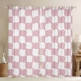 thumbnail image 1 of Homewish Geometric Plaid Grid Blackout Curtains Set of 2 (52x84 Each) for Kids Teens,Pink White Window Curtains,Mid Century Curtains and Drapes,Breathable Home Decor, 1 of 6