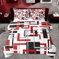 thumbnail image 1 of Homewish Geometric Stripe Art 7 Pieces Bedding Comforter Set,Abstract Square Line Full Bedding Set,Red White Black Fitted Sheet Flat Sheet For Adults,Super Cozy Room Decor, 1 of 8