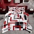 thumbnail image 1 of Homewish Geometric Stripe Art Full Size Comforter Sets,Abstract Square Line Bedding Comforter Set,Red White Black Bedding Sets For Adults,Super Cozy Room Decor,3 Pieces, 1 of 8