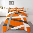 thumbnail image 1 of Homewish Geometric Striped Bedding Comforter Set,Modern Abstract Artistic Twin Comforter Sets,Orange Gray White Bedding Set For Girls Kids,Luxury Bedroom Decor,2pcs, 1 of 8
