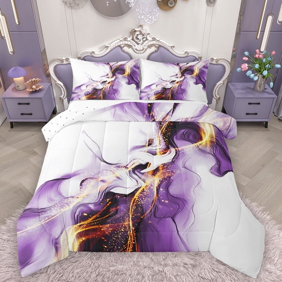 Homewish Geometric Stripes Bedding Comforter Set 2pcs for Female Men Adults,Abstract Gradient Ombre Marble Twin Comforter Sets Microfiber,Vintage Aesthetic Breathable Bedding Set