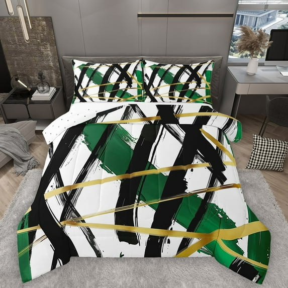 Homewish Geometric Stripes Bedding Comforter Set 2pcs for Teens Boys Girls,Abstract Lines Twin Comforter Sets Microfiber,Vintage Aesthetic Breathable Bedding Set,Lightweight Room Decor,Reversible