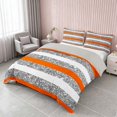 thumbnail image 1 of Homewish Geometric Stripes Bedding for Girls, Orange White Gray Duvet Cover Full, Gray Reversible, 3 Piece 1 Duvet Cover and 2 Pillowcases, 1 of 5