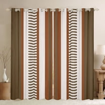Homewish Geometric Stripes Black Out Curtains,Modern Abstract Geometric Curtains Pack of 2 (42x63 Each),Beige Brown Bedroom Curtains For Men Women,Super Cozy Room Decor