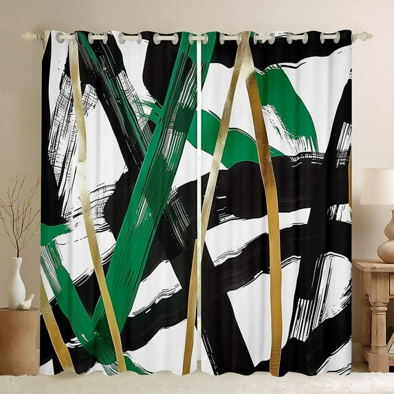 Homewish Geometric Stripes Blackout Curtains Set of 2 (52x84 Each) for Teens Boys Girls,Abstract Lines Window Curtains,Vintage Aesthetic Curtains and Drapes,Lightweight Room Decor