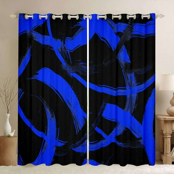 Homewish Geometric Stripes Blackout Curtains Set of 2 (52x84 Each) for Teens Boys Girls,Abstract Lines Window Curtains,Vintage Aesthetic Curtains and Drapes,Lightweight Room Decor