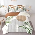 thumbnail image 1 of Homewish Geometric Stripes Circle 7-Piece Twin Bedding Sets for Female Men Teens,Vintage Aesthetic Bedding Comforter Set,Botanical Plants Leaves Breathable Sheet Sets,Breathable Home Decor, 1 of 8