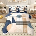 thumbnail image 1 of Homewish Geometric Stripes Circle 7 Pieces Bedding Comforter Set for Female Men Teens,Vintage Aesthetic Full Bedding Set Lightweight,Abstract Geometric Fitted Sheet Flat Sheet,Breathable Home Decor, 1 of 8