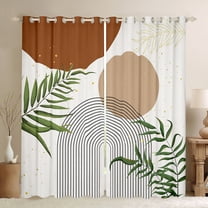 Homewish Geometric Stripes Circle Black Out Curtains for Female Men Teens,Vintage Aesthetic Curtains Pack of 2 (42x63 Each),Botanical Plants Leaves Bedroom Curtains,Breathable Home Decor
