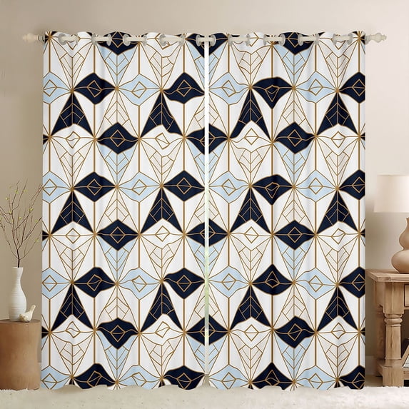 Homewish Geometric Stripes Curtains Pack of 2 (42x84 Each) for Teens Boys Girls,Vintage Aesthetic Curtains Blackout,Abstract Lines Bedroom Curtains,Microfiber Bedroom Decor