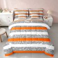 thumbnail image 1 of Homewish Geometric Stripes Full Size Bedding Sets for Girls, Orange White Gray Full Size Bed in a Bag, Gray Reversible, 7-Piece, 1 of 7