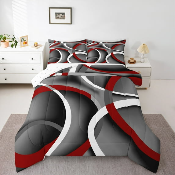 Homewish Geometric Stripes Lines 2pcs Bedding Comforter Set for Boys Girls,Vintage Aesthetic Twin Comforter Sets,Minimalist Gradient Breathable Bedding Set,Ultra Soft Home Decor,Reversible