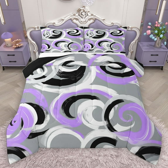 Homewish Geometric Stripes Lines Bedding Comforter Set 2pcs for Kids Children Teens,Abstract Spiral Twin Comforter Sets Microfiber,Minimalist Mid Century Breathable Bedding Set,Super Cozy Room Decor